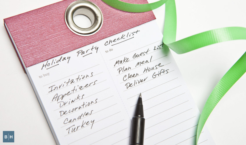prepare a holiday dinner checklist